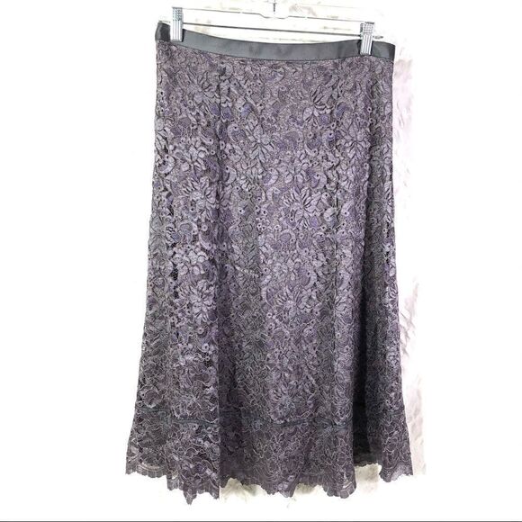 DKNY lace midi skirt below knee dusty purple 6 EUC - Picture 7 of 11